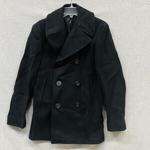 VTG Black Wool Kersey Peacoat Sz 36R Jacket Coat USA